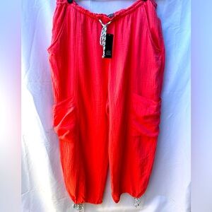 Wild Fable Pants Womens XL Pink Gauzy Cargo Harem Parachute Cotton Boho Hippie